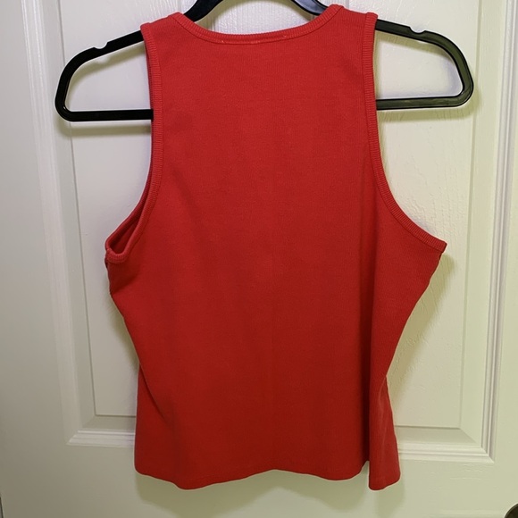 Maeve by Anthropologie pink ribbed cotton crop tank top size large - Picture 3 of 6